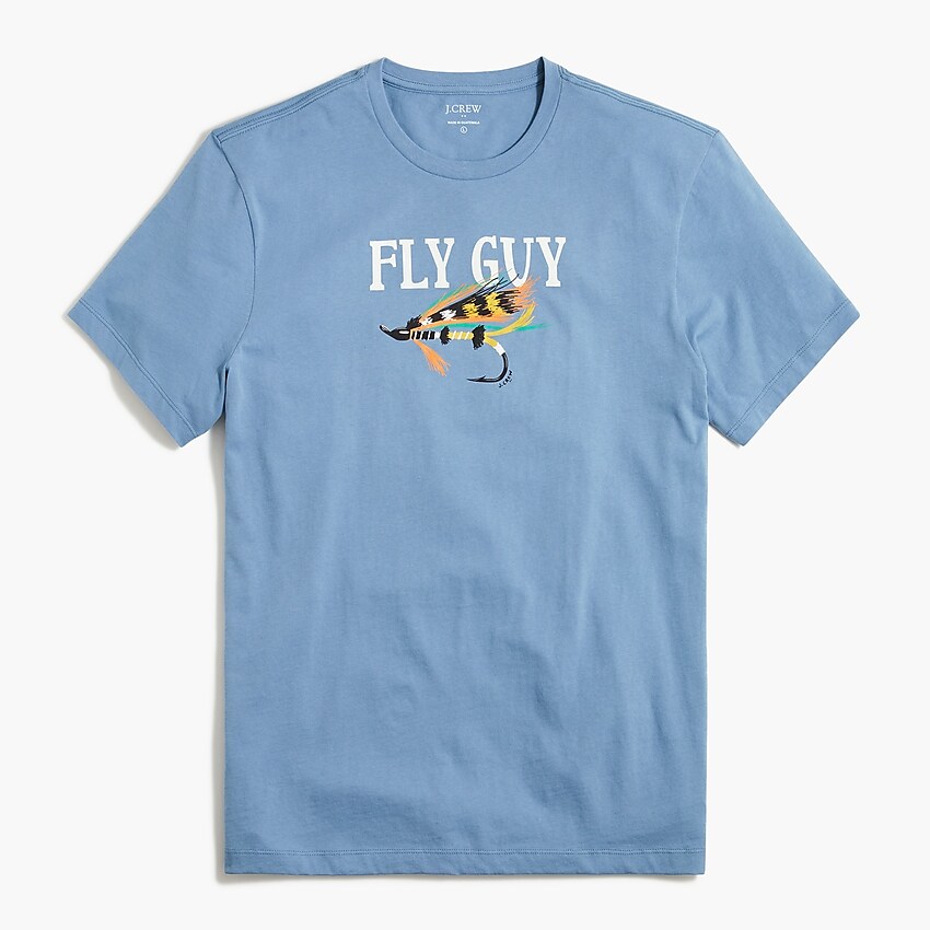 factory: "fly guy" fish hook graphic tee for men, right side, view zoomed