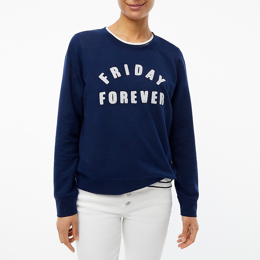 factory: "friday forever" sweatshirt for women, right side, view zoomed