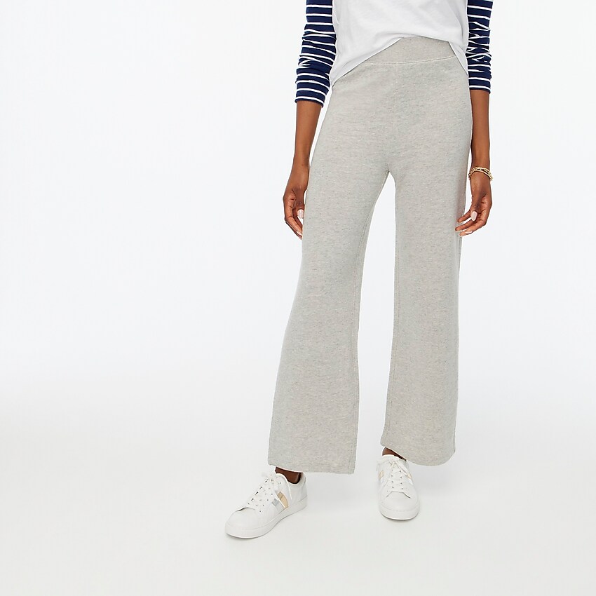 factory: cotton terry wide-leg sweatpant for women, right side, view zoomed