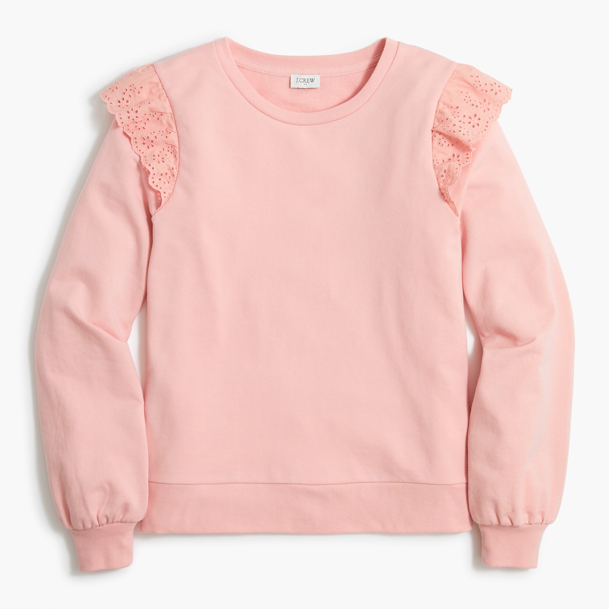 Eyelet ruffle sweatshirt