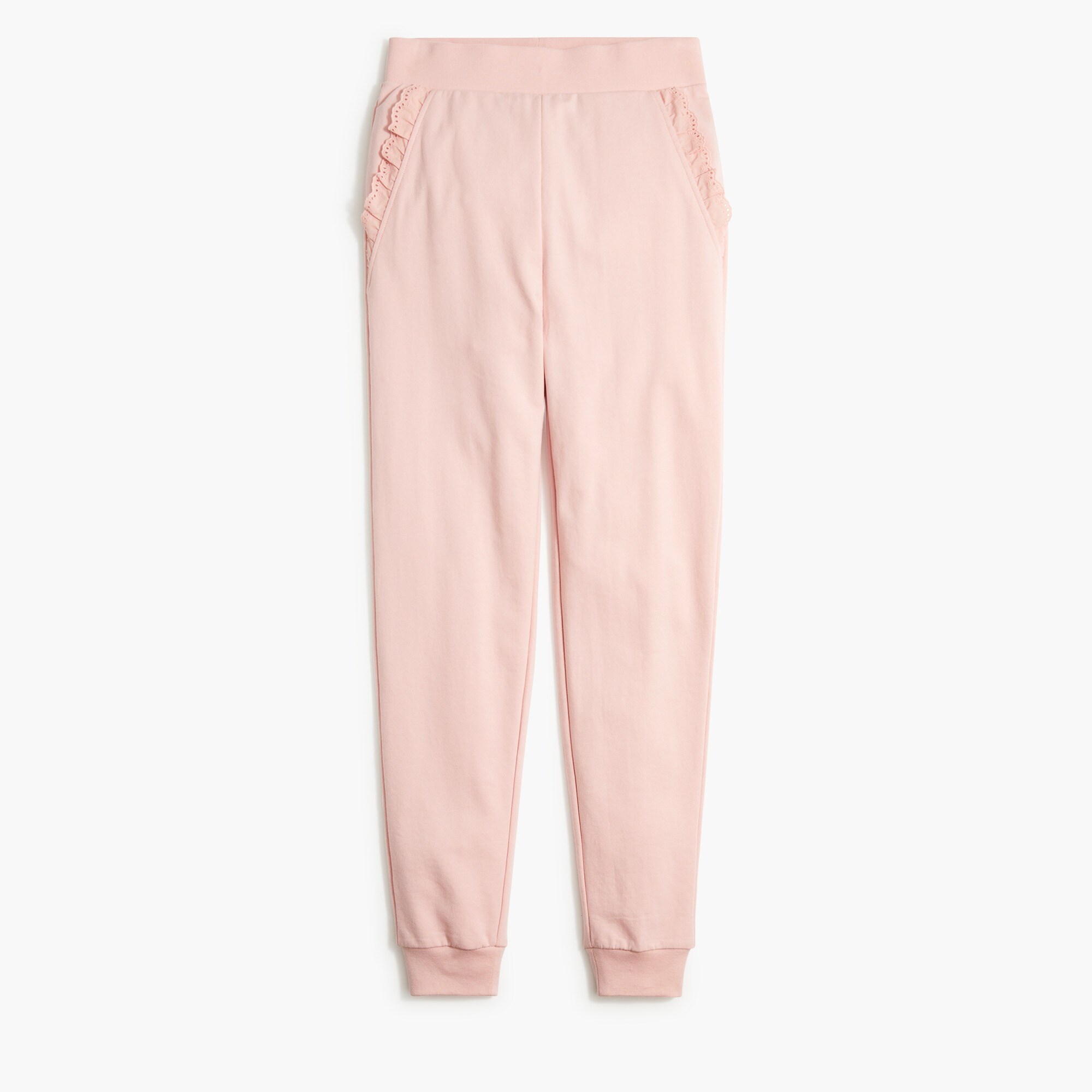 woven ruffle jogger pant for women
