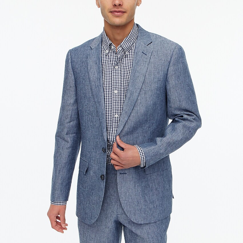 factory: slim-fit thompson suit jacket in linen for men, right side, view zoomed
