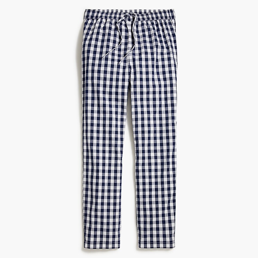 factory: gingham cotton poplin pajama pant for men, right side, view zoomed