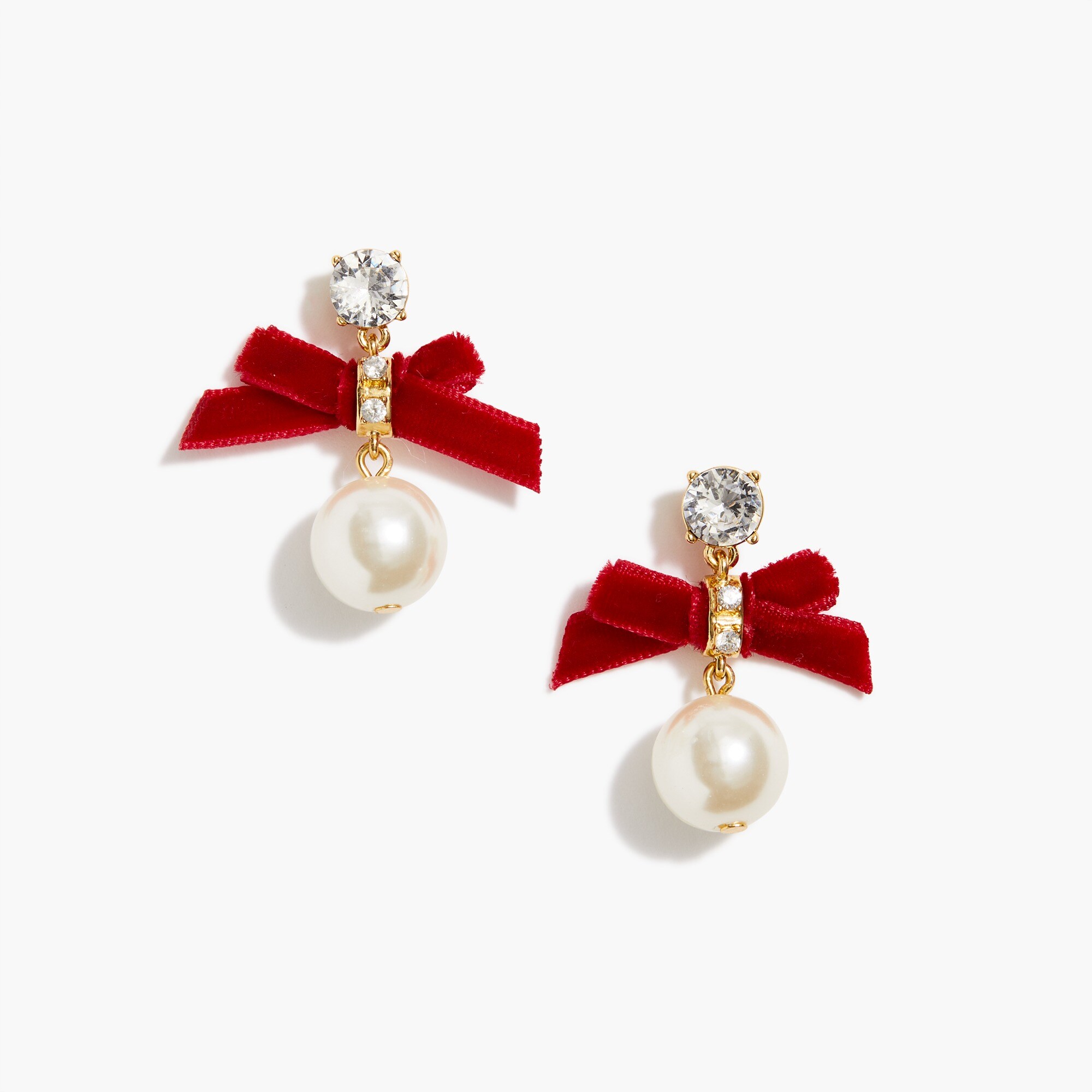 Crystal Bow And Pearl Drop Statement Earrings For Women