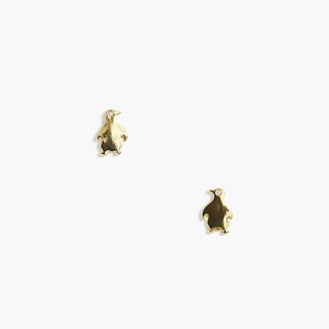  Gold penguin stud earrings