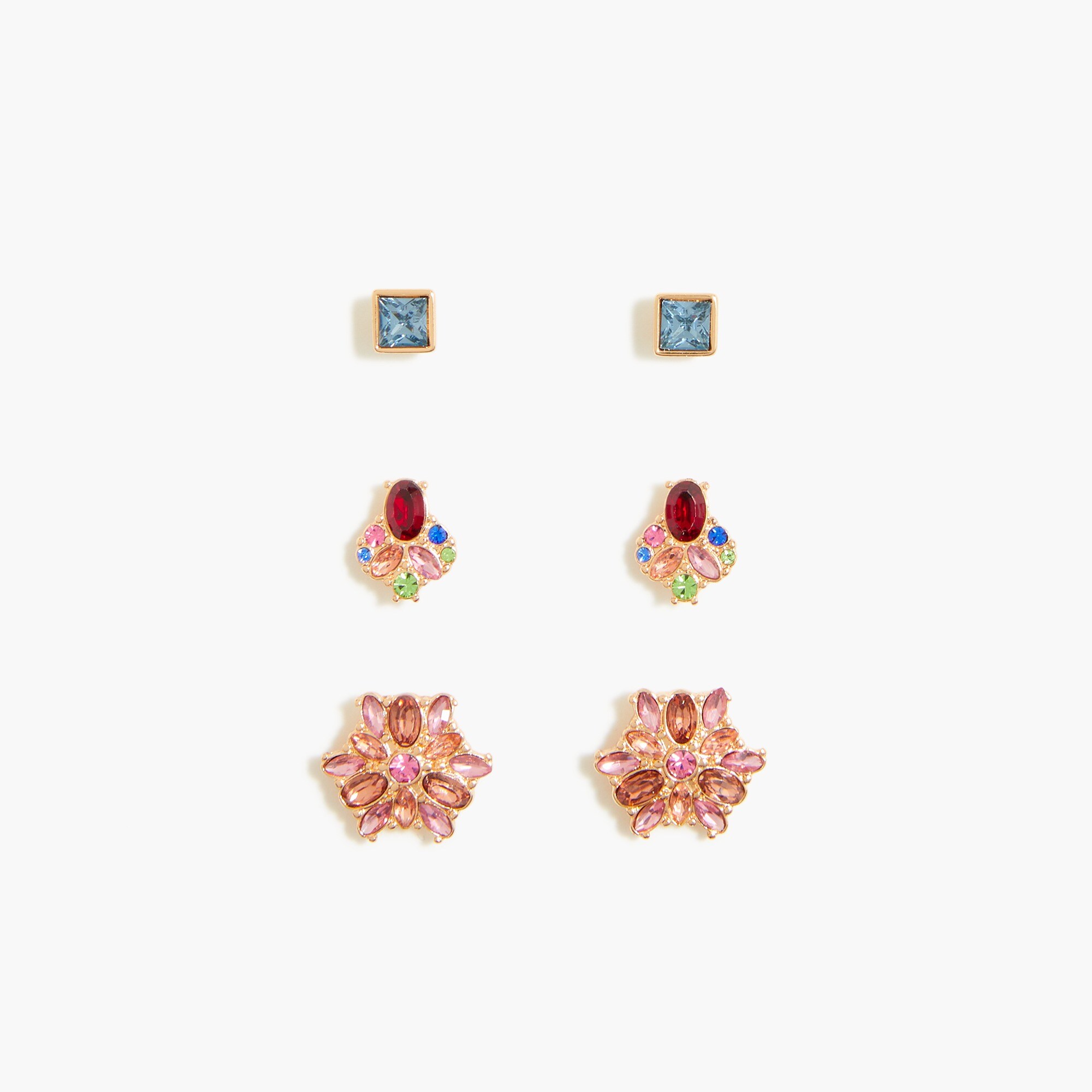 Set-of-three crystal earrings gift box