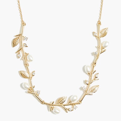  Leafy branches and pearl statement necklace