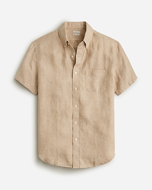 mens Slim short-sleeve linen shirt in print