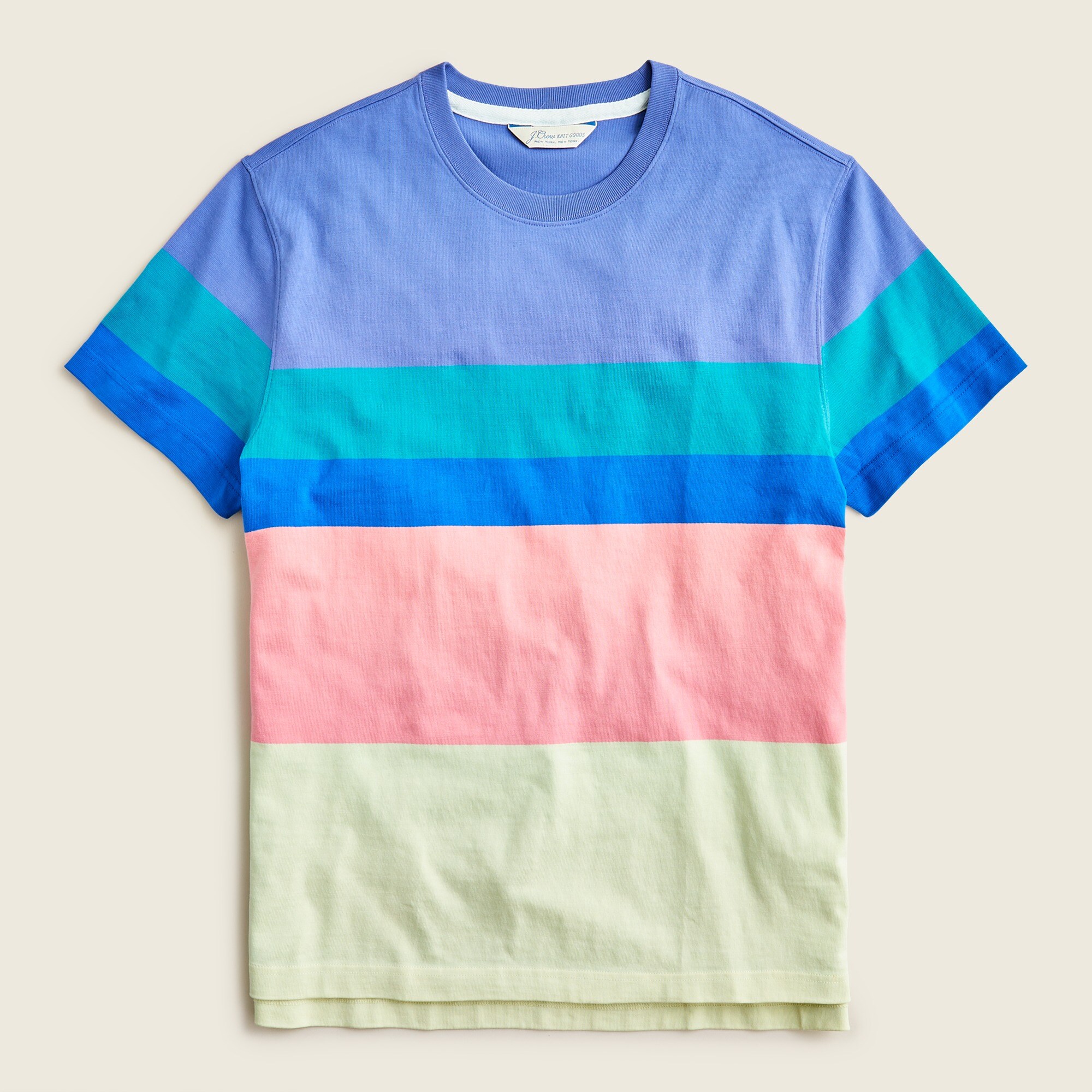 Short-sleeve rugby crewneck shirt in multistripe
