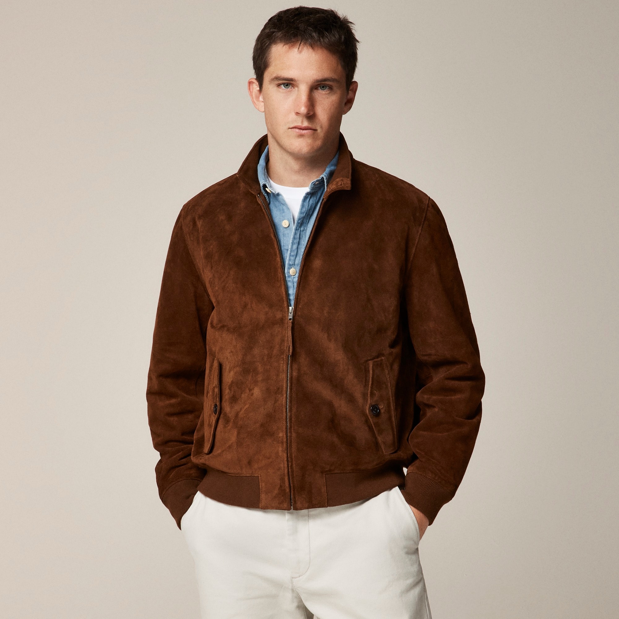 j.crew: harrington jacket in italian suede for men