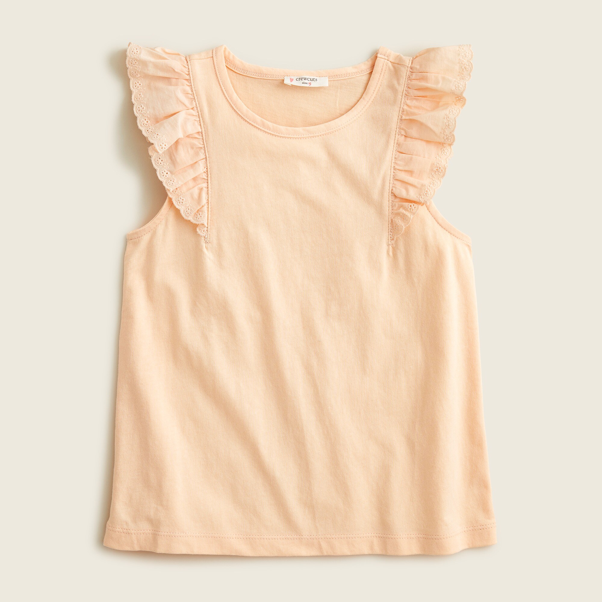 Girls' eyelet ruffle-sleeve tank