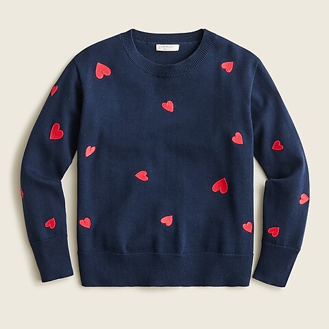 girls Girls' cotton sweater with embroidered hearts