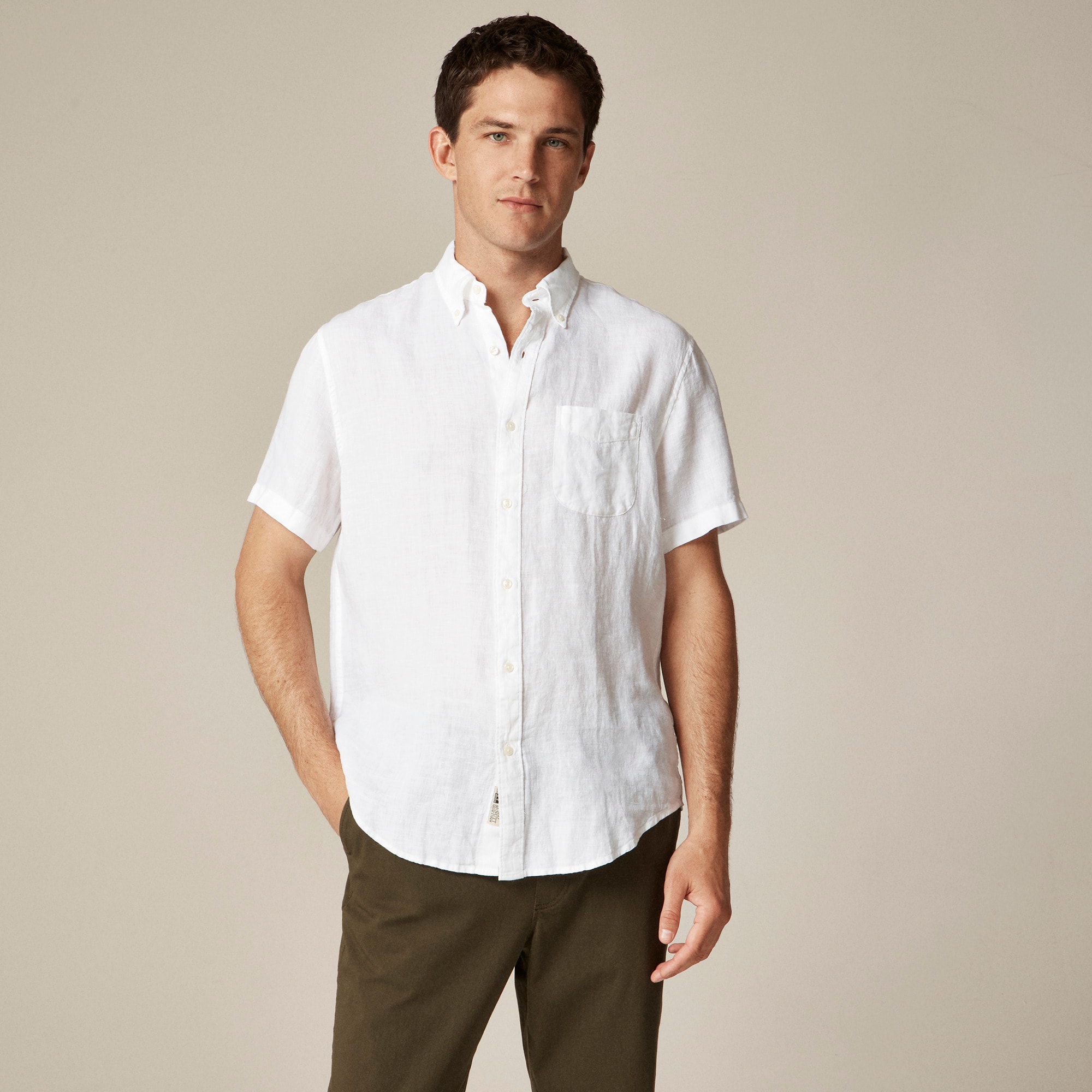 mens Tall short-sleeve Baird McNutt Irish linen shirt