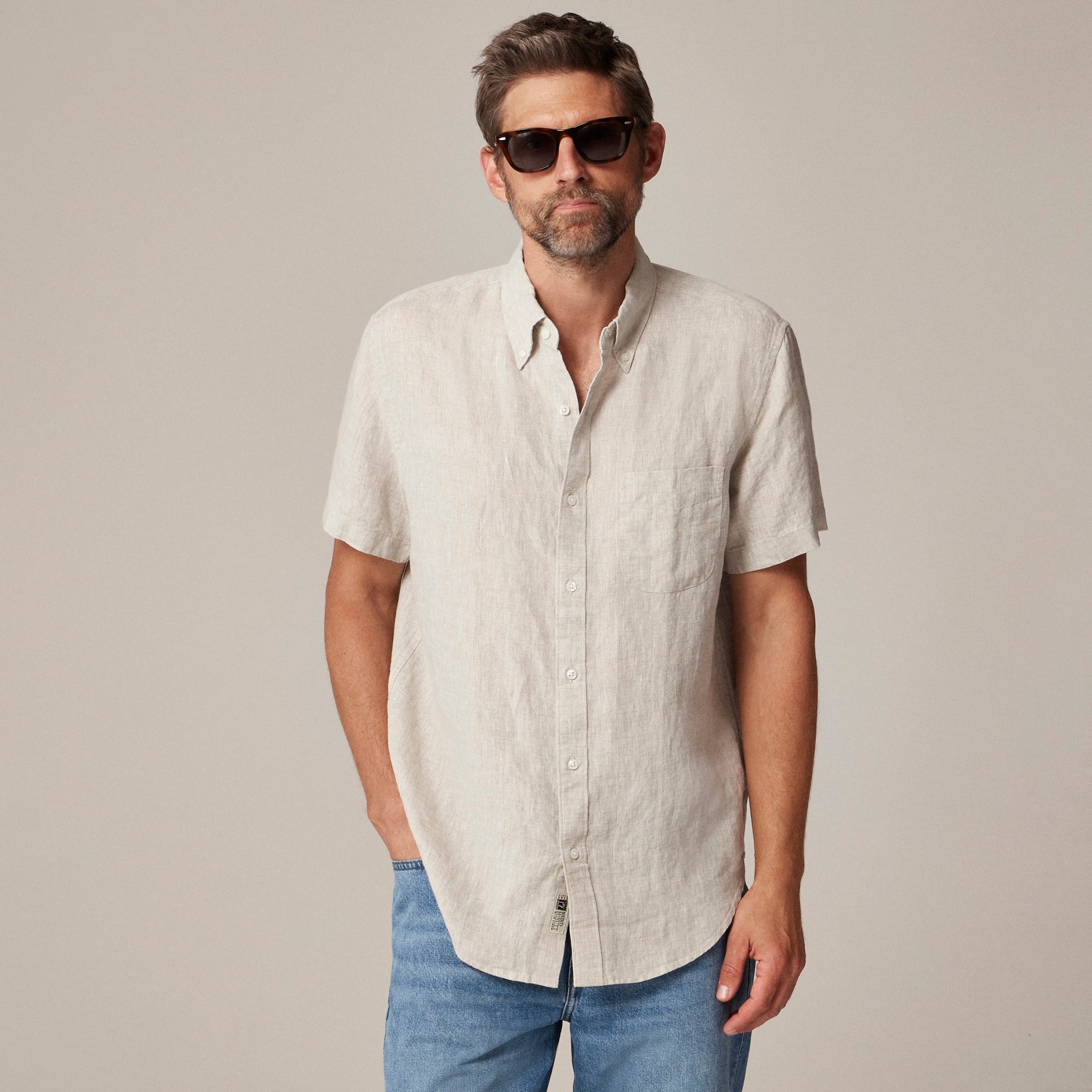  Tall short-sleeve Baird McNutt Irish linen shirt