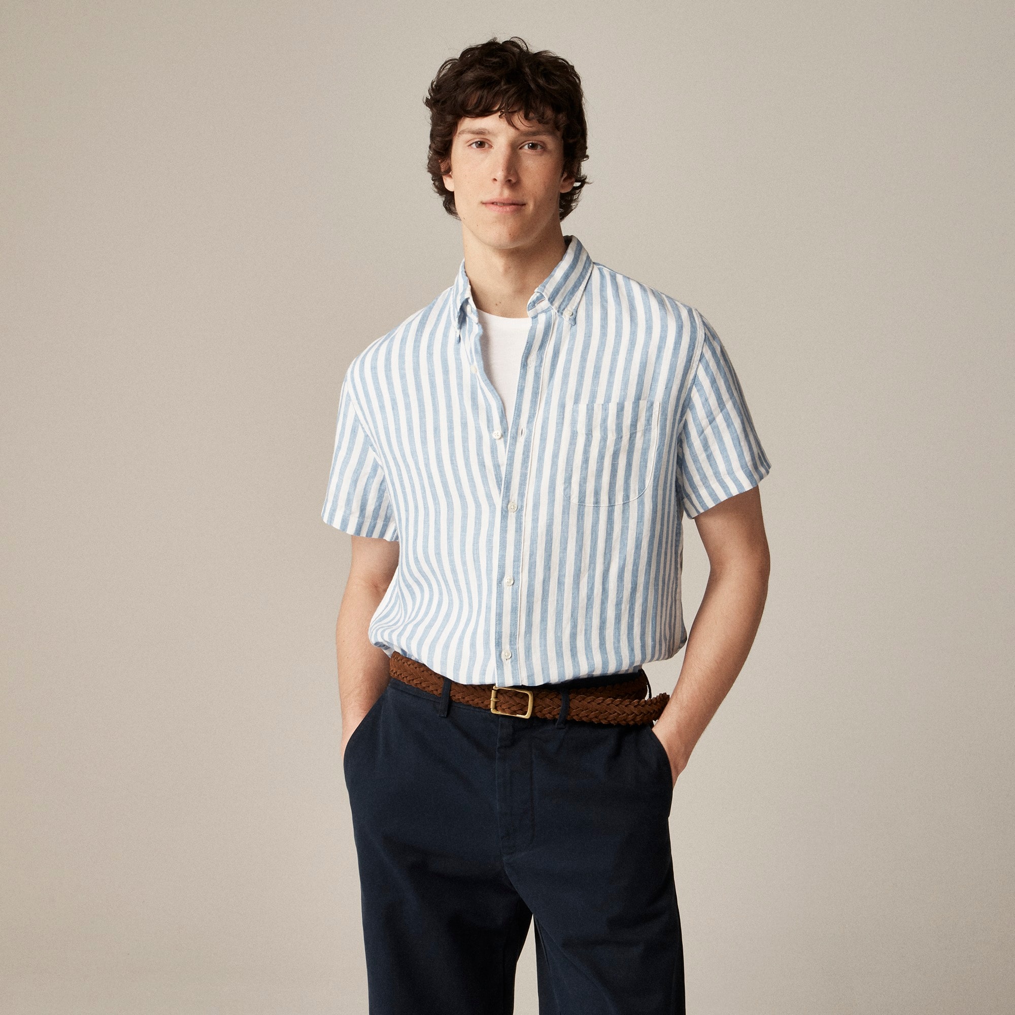  Slim short-sleeve Baird McNutt Irish linen shirt