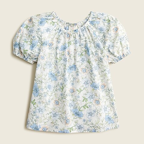  Girls' puff-sleeve top in zinnia floral