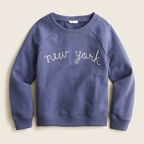 girls Girls' french terry sweatshirt with "New York" chain stitching