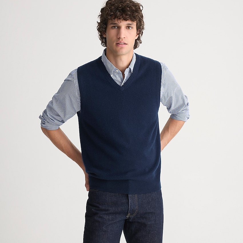 j.crew: cashmere sweater-vest for men, right side, view zoomed