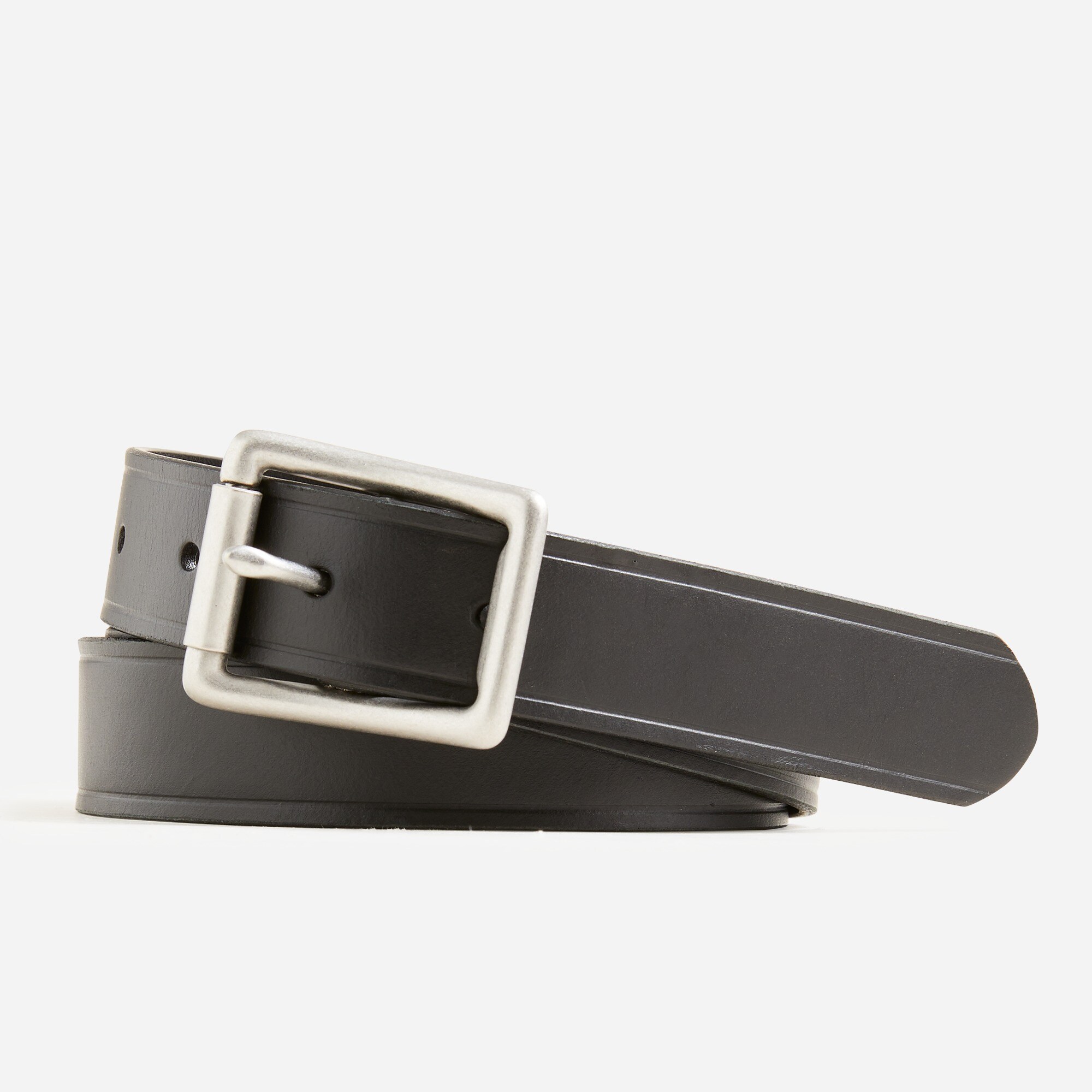 Italian leather roller buckle belt