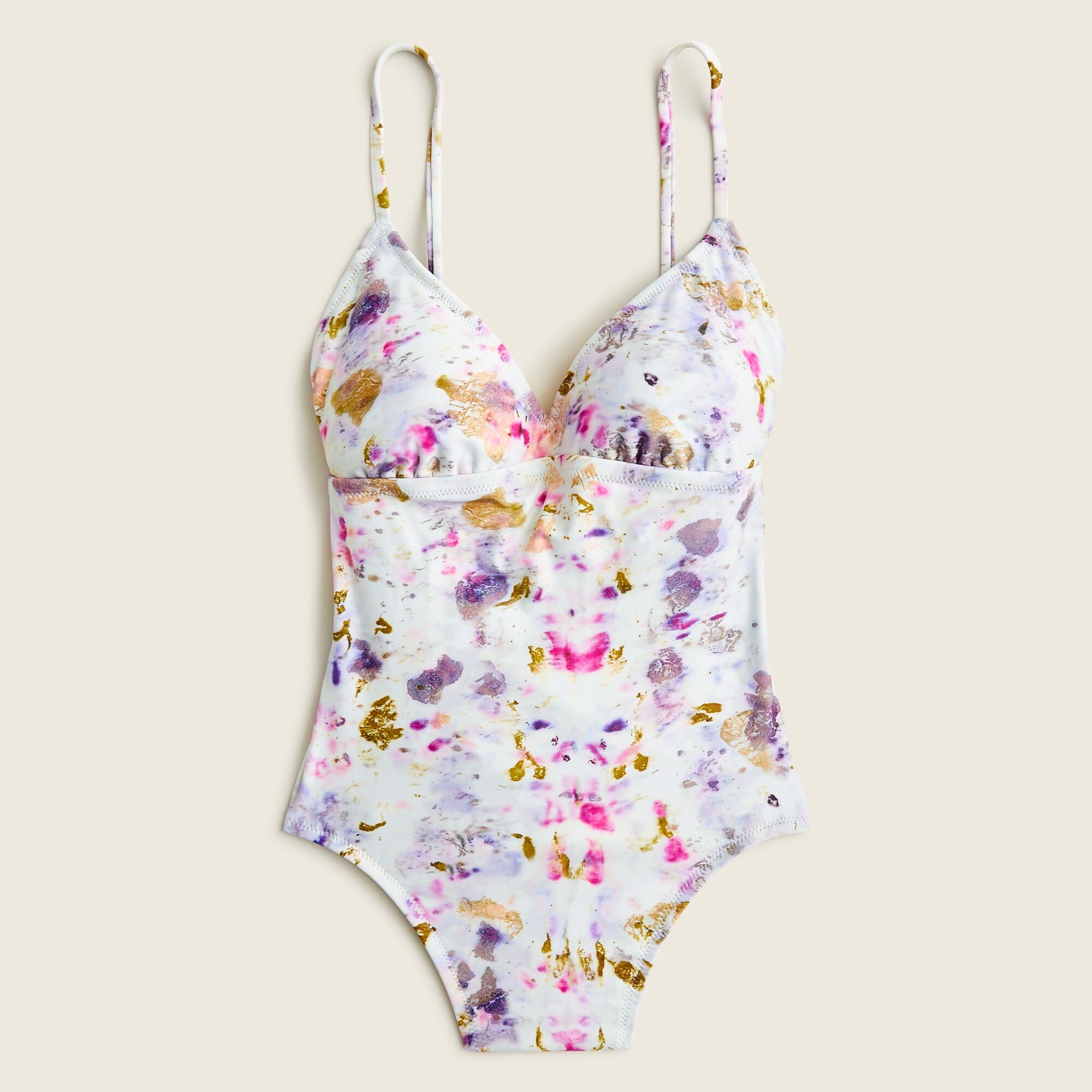 Flora Obscura X J.Crew strappy-back plunge one-piece in kaleidoscope floral
