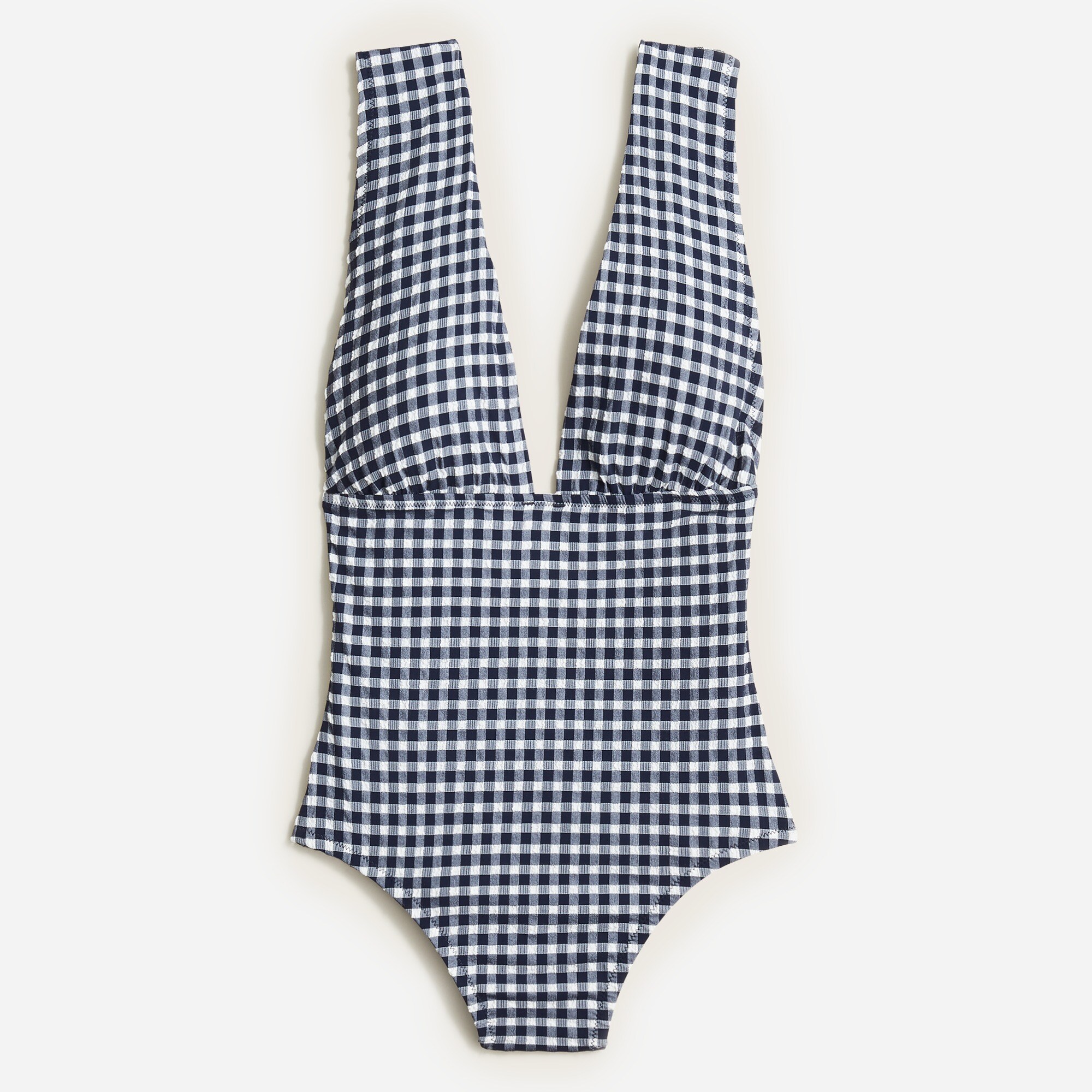 V-neck one-piece in gingham