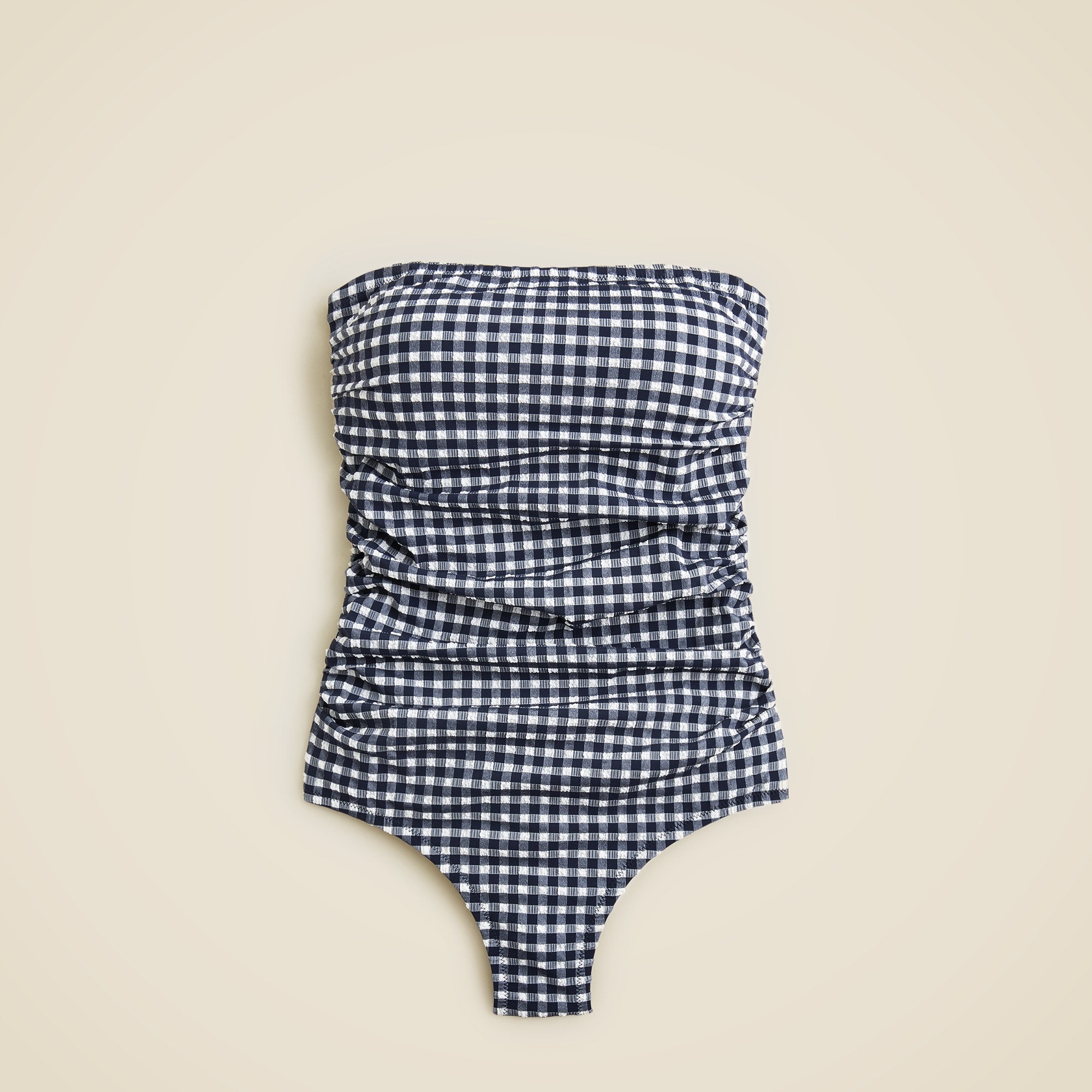 J.Crew: Ruched Bandeau One-piece In Gingham For Women