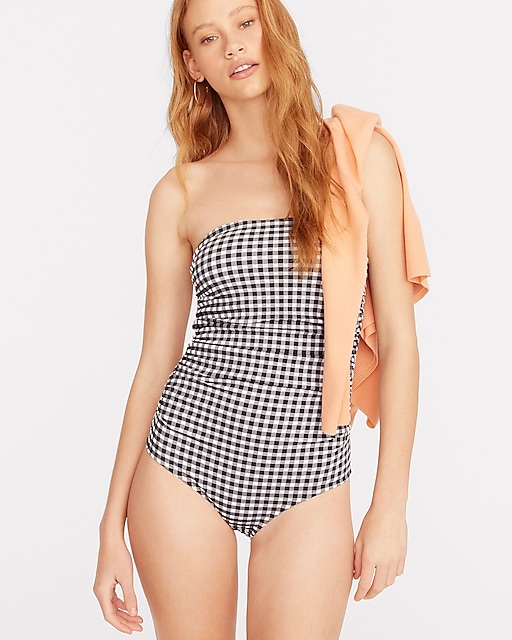 womens Ruched bandeau one-piece in gingham