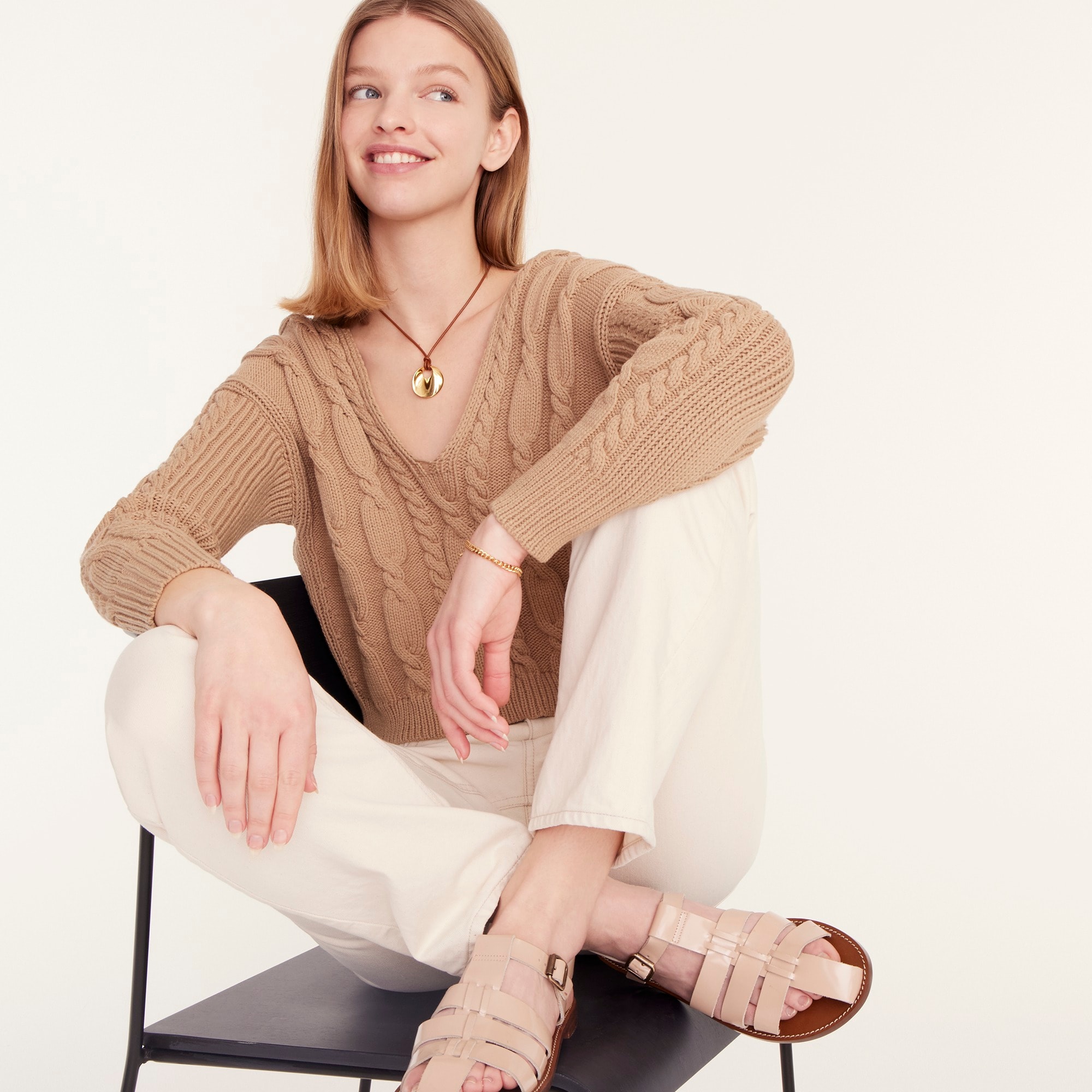 Fisherman Sandals In Shiny Spazzolato Leather For Women J.Crew