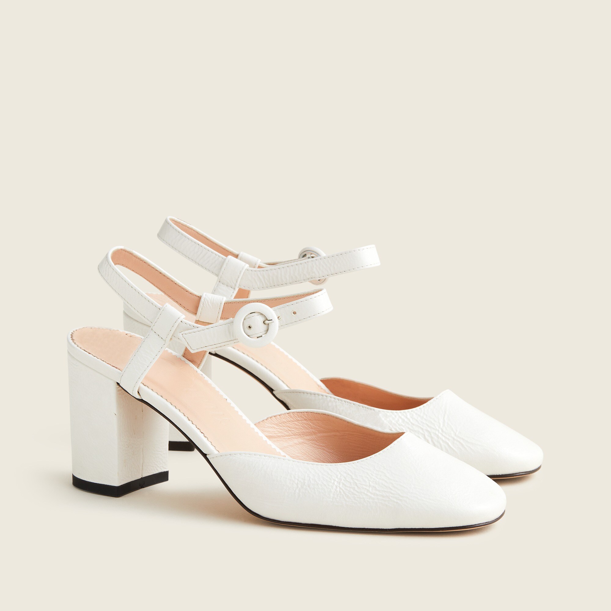 Maisie ankle strap pumps in crinkled patent leather