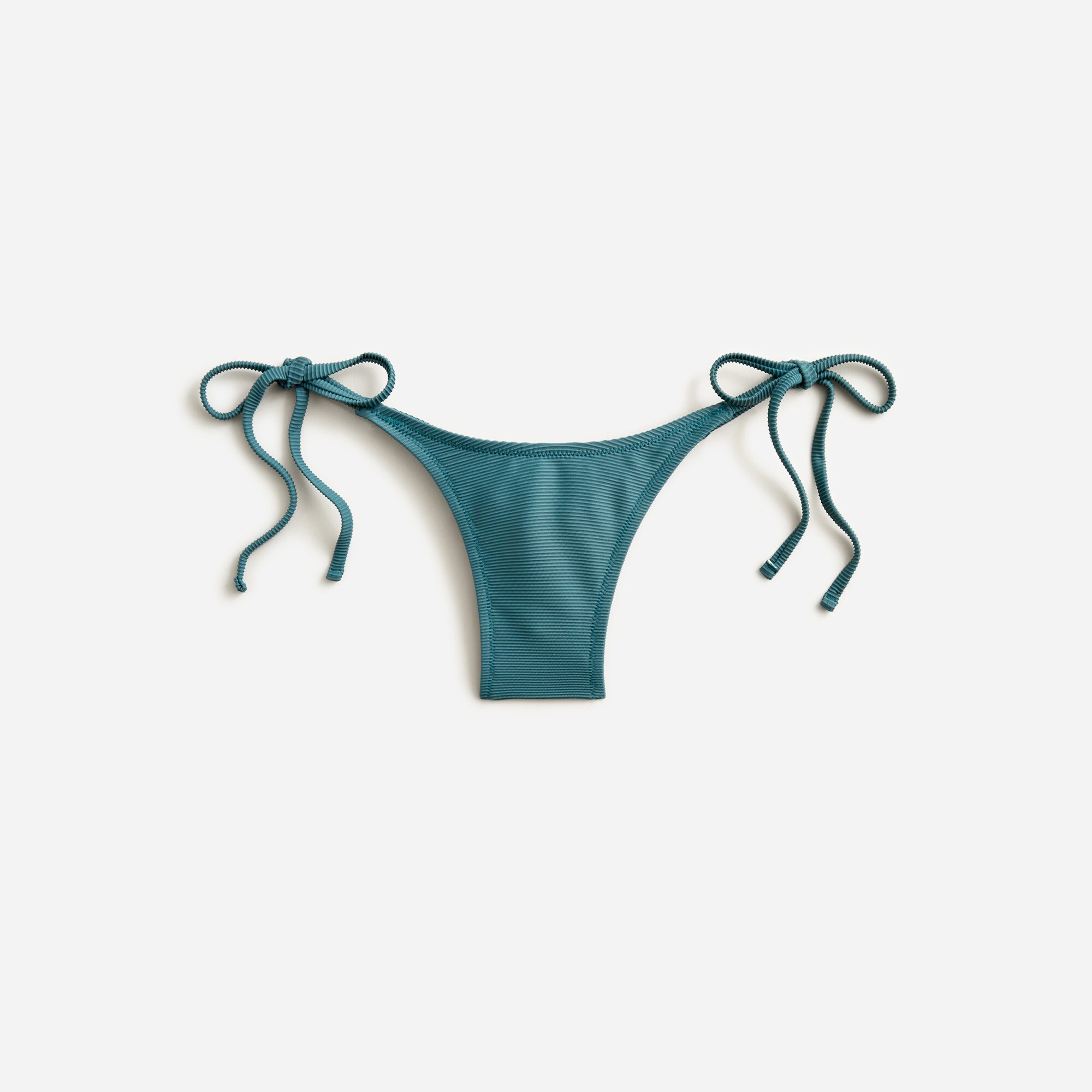 Ribbed curved-waist cheeky string bikini bottom