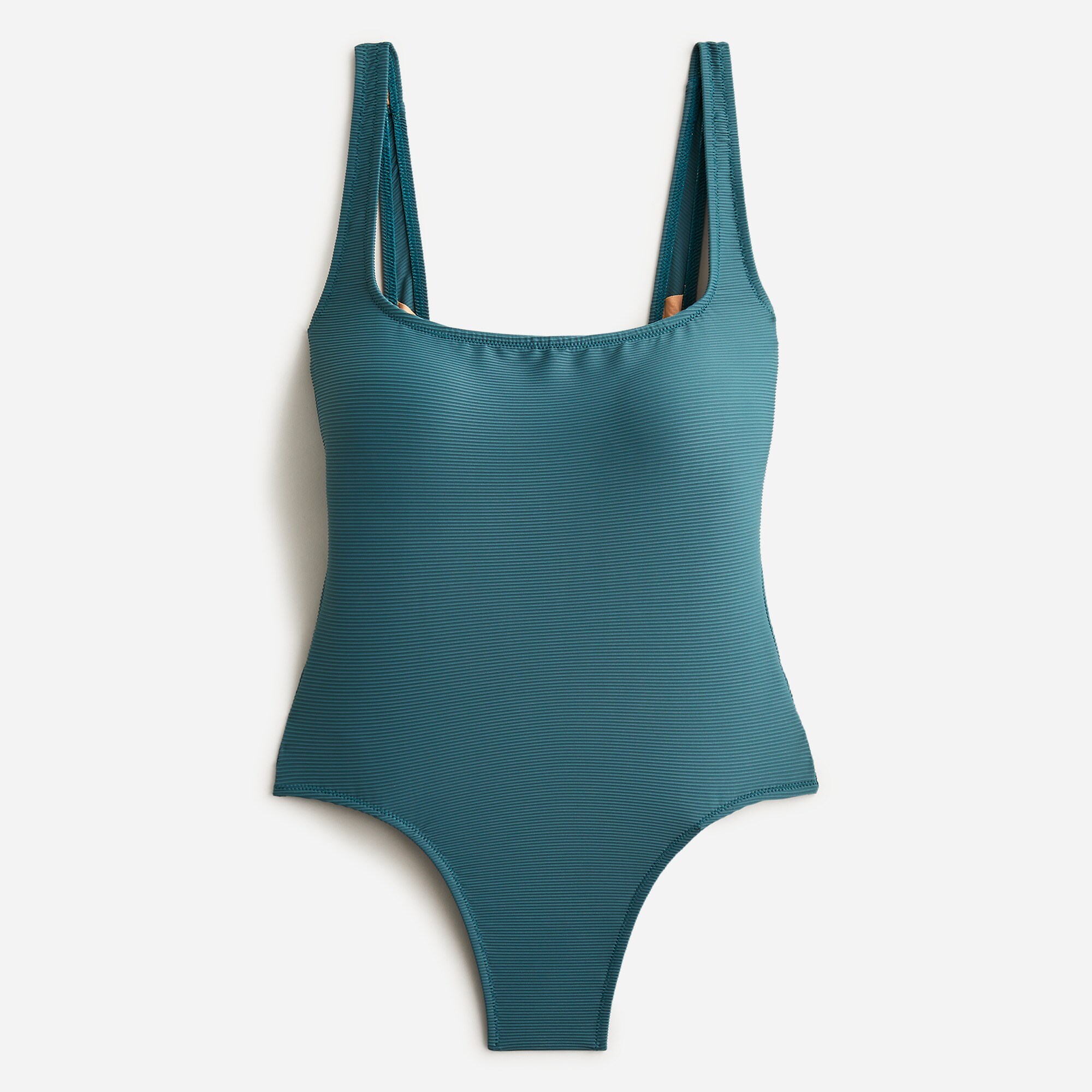 Ribbed squareneck one-piece