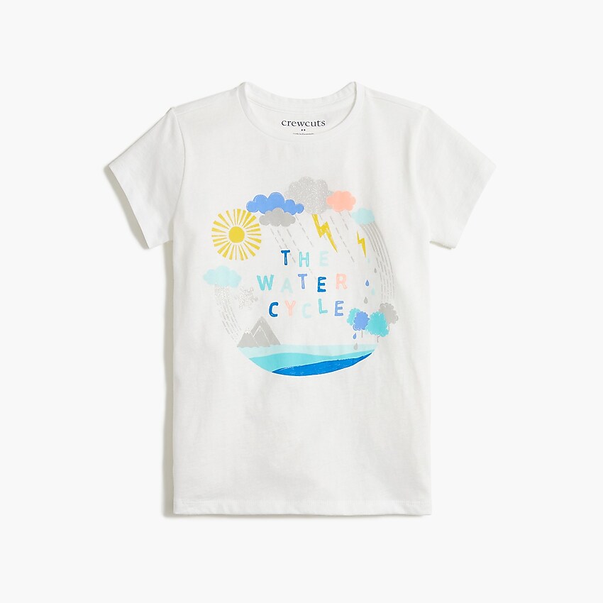 factory: girls' water cycle graphic tee for girls, right side, view zoomed