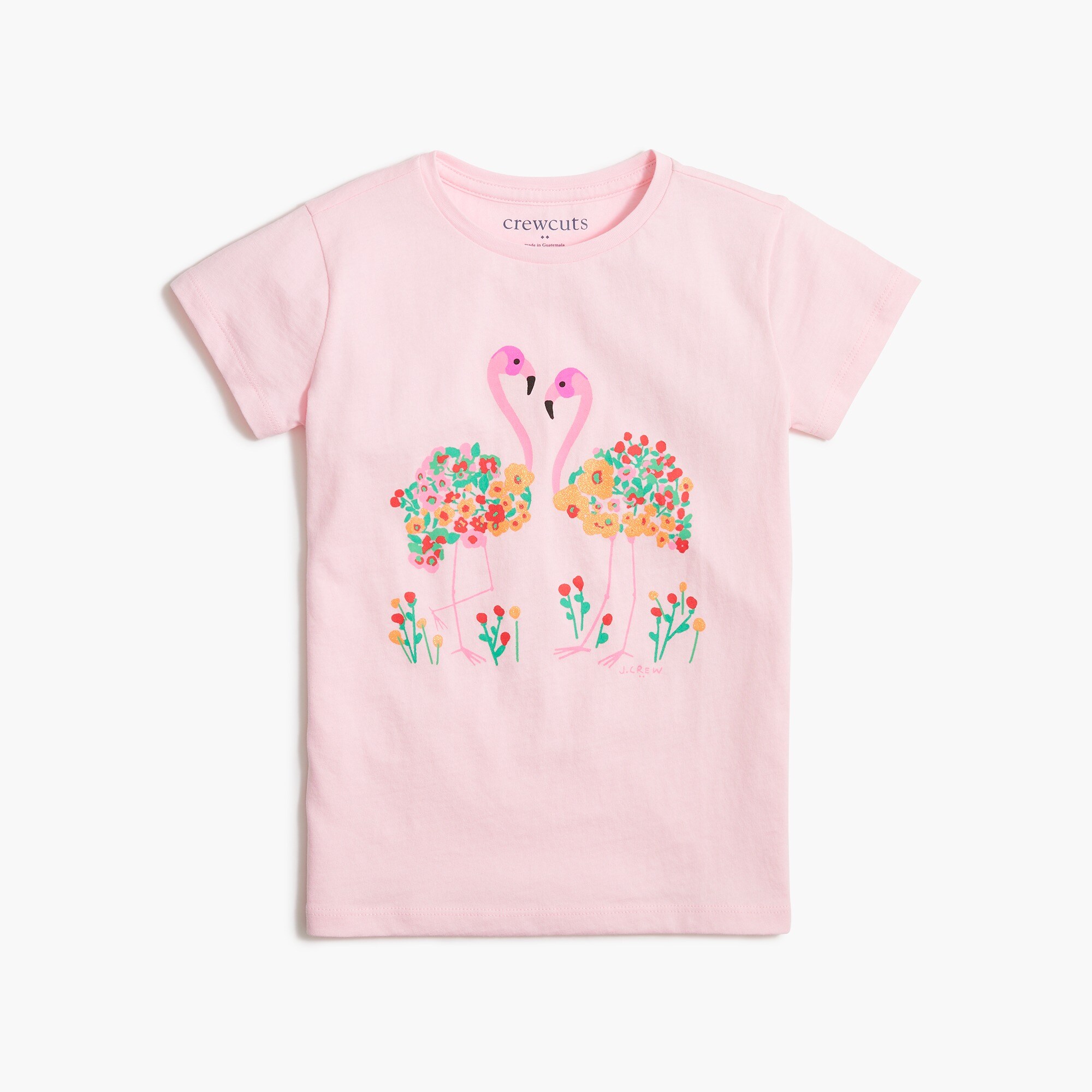 girls' floral flamingos graphic tee for girls