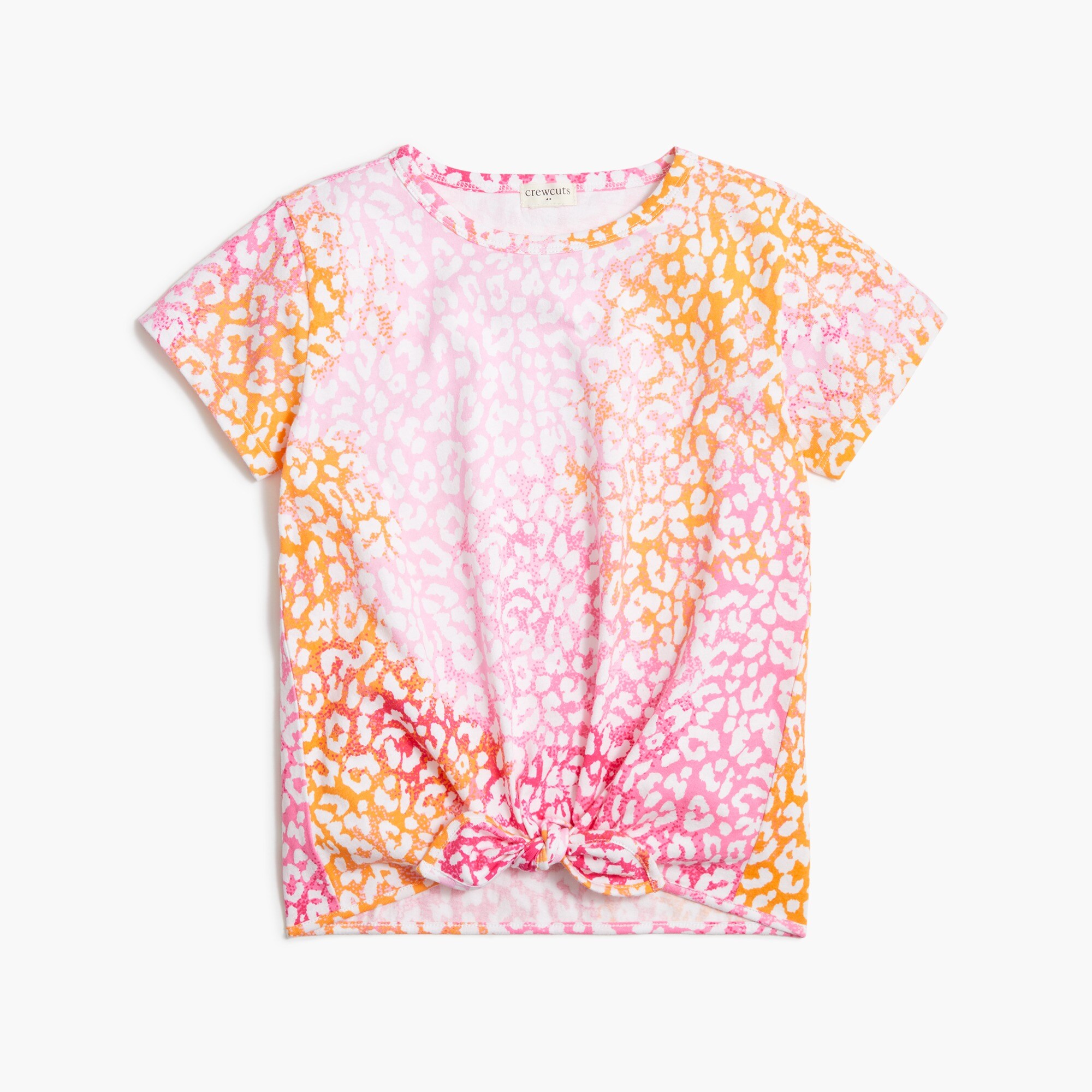 Girls' leopard tie-front tee