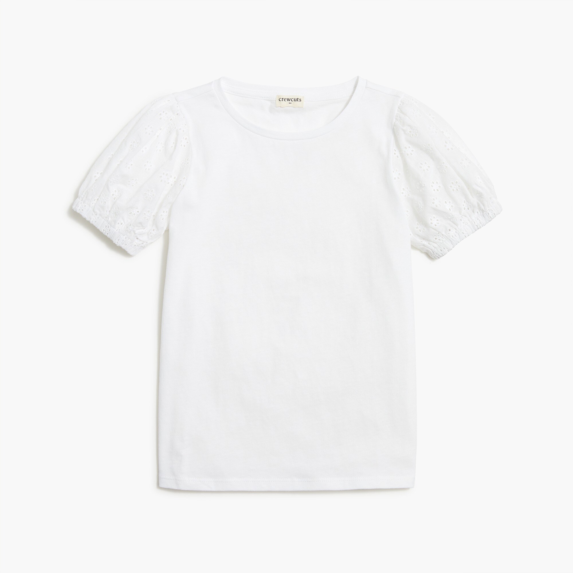 Girls' eyelet puff-sleeve tee