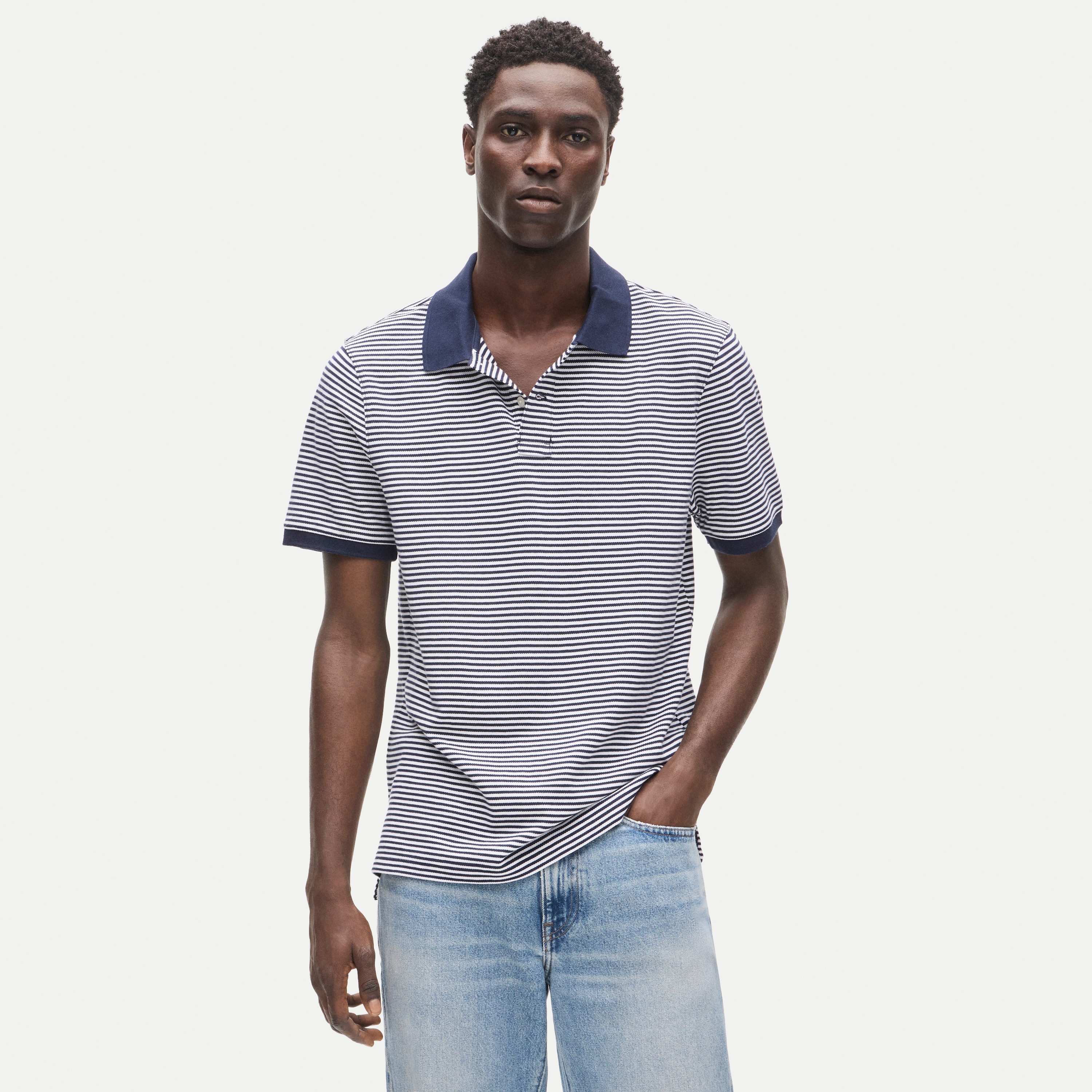 Piqué polo shirt in stripe