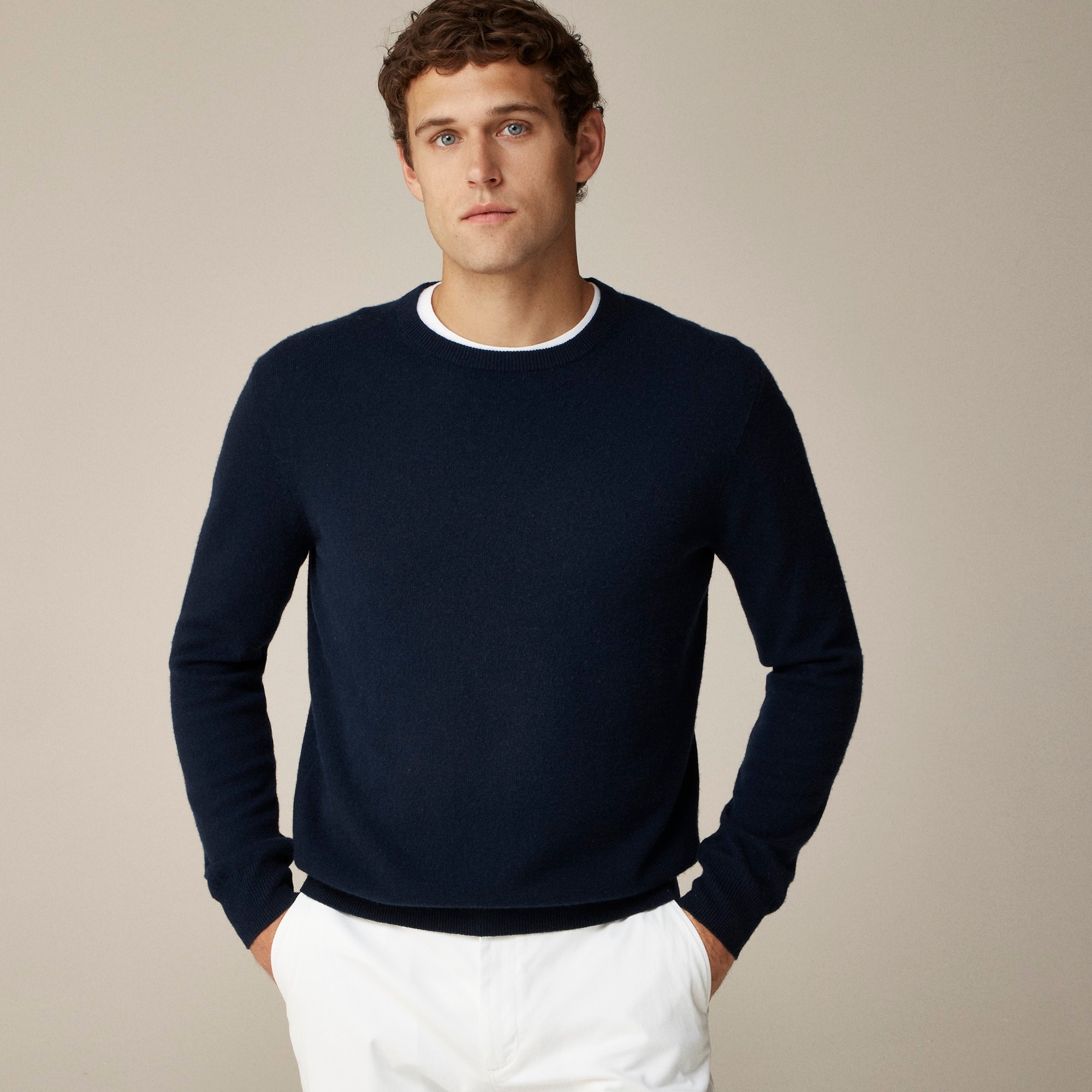 Navy Cashmere Crewneck Sweater