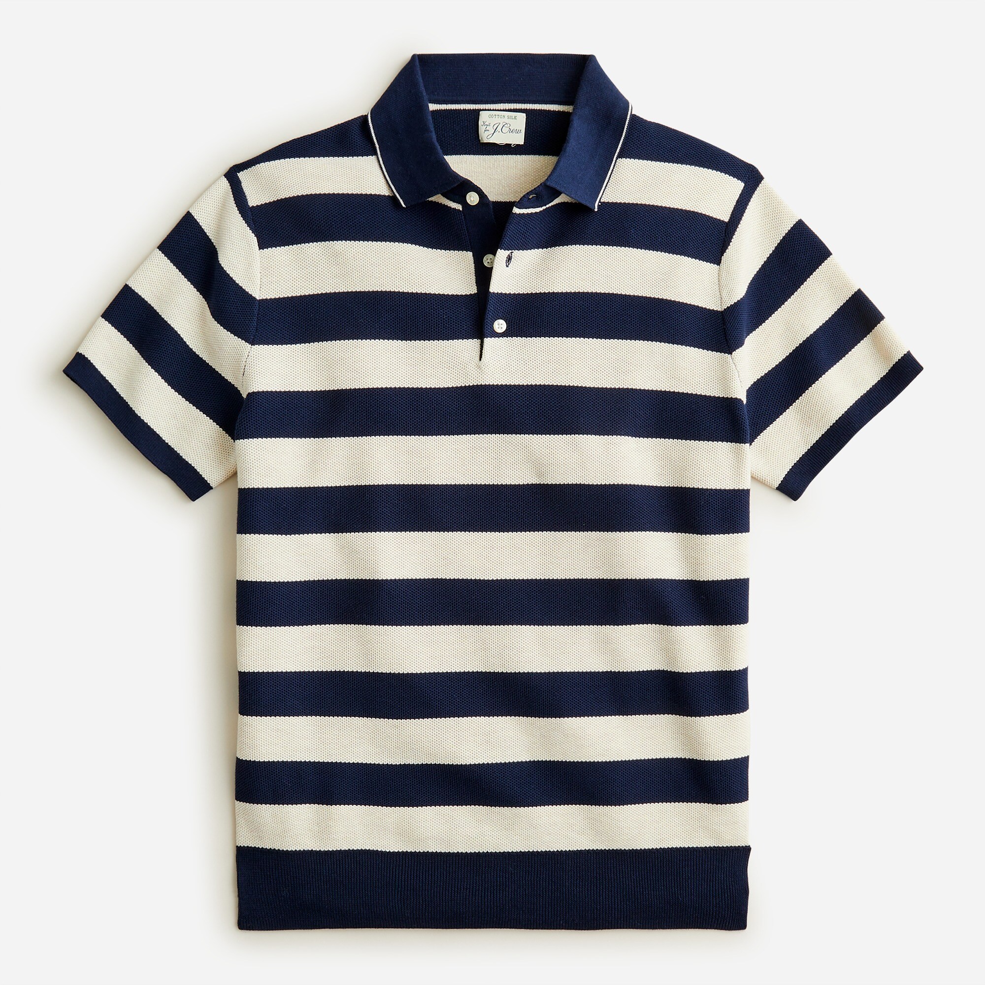 Piqué cotton-blend tipped short-sleeve sweater-polo