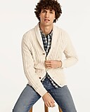 Cotton cable-knit shawl-collar cardigan sweater