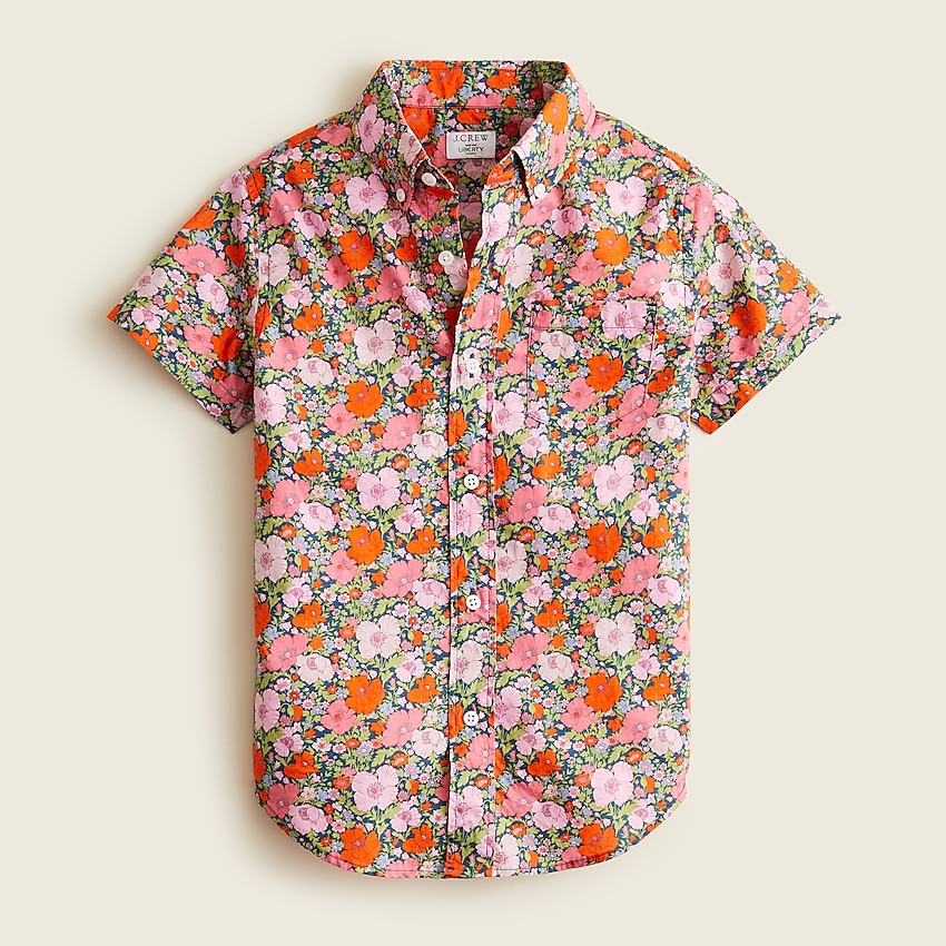 j.crew: boys' short-sleeve button-up shirt in liberty® print for boys, right side, view zoomed