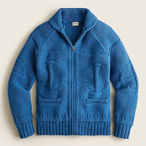 mens Heavyweight cotton nautical full-zip sweater