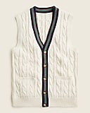 Organic cotton varsity cable-knit sweater-vest