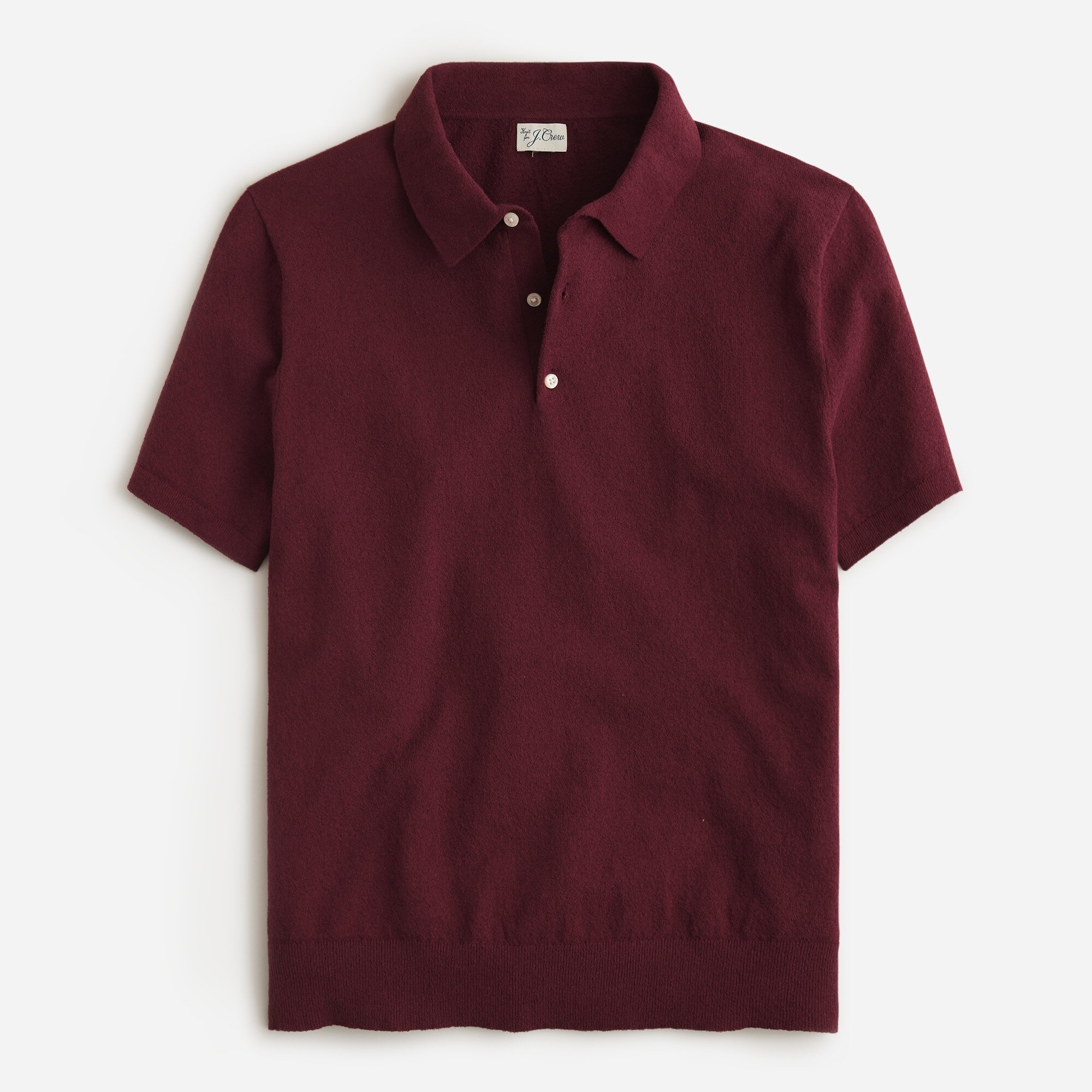 Organic cotton-blend bouclé short-sleeve sweater-polo