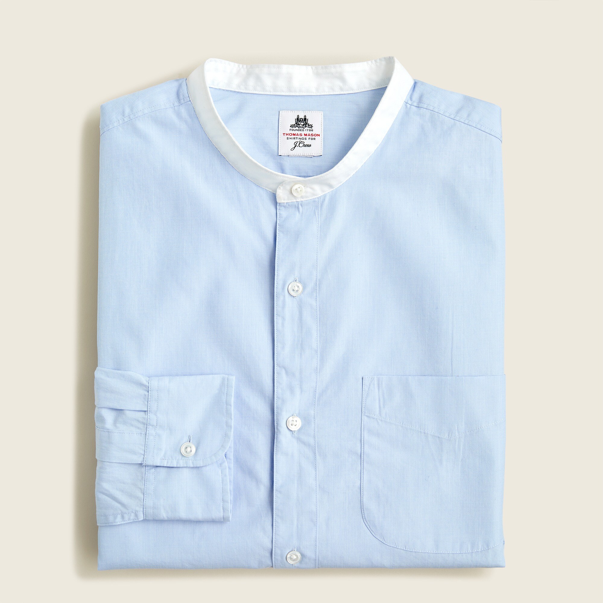 Thomas Mason® For J.Crew Band-collar Cotton Shirt For Men | J.Crew