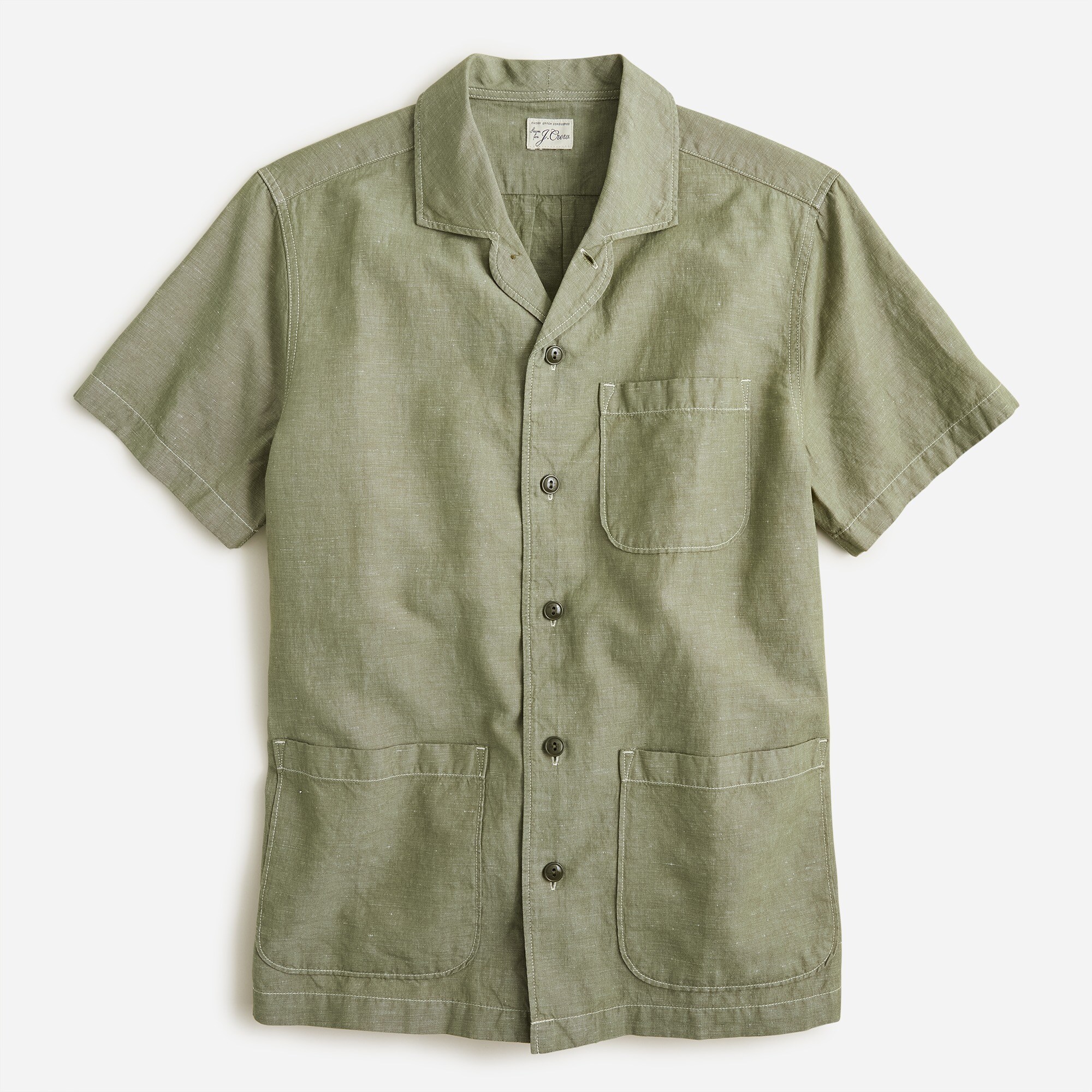 Wallace & Barnes short-sleeve guayabera shirt in chambray