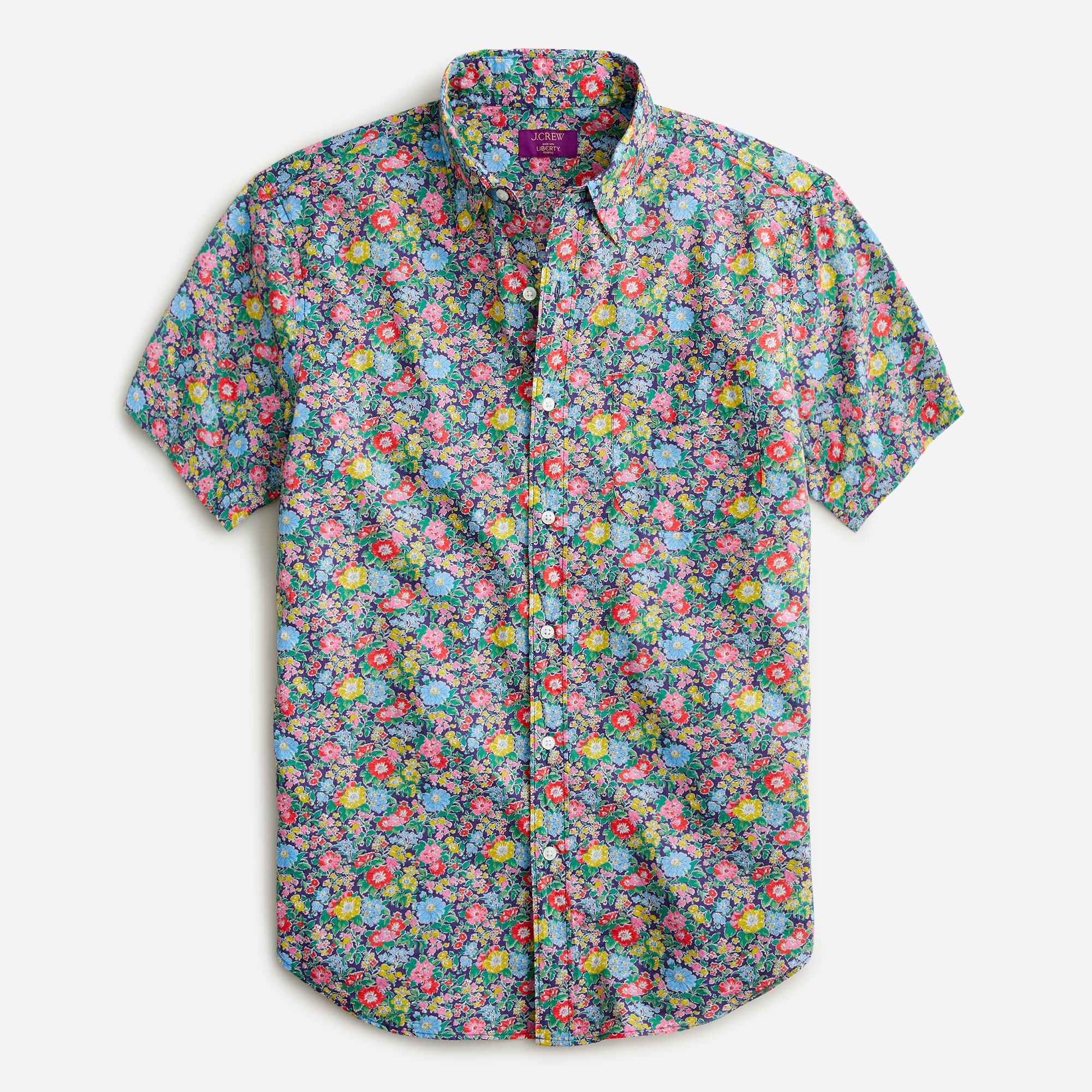 Short-sleeve point-collar shirt in Liberty® print