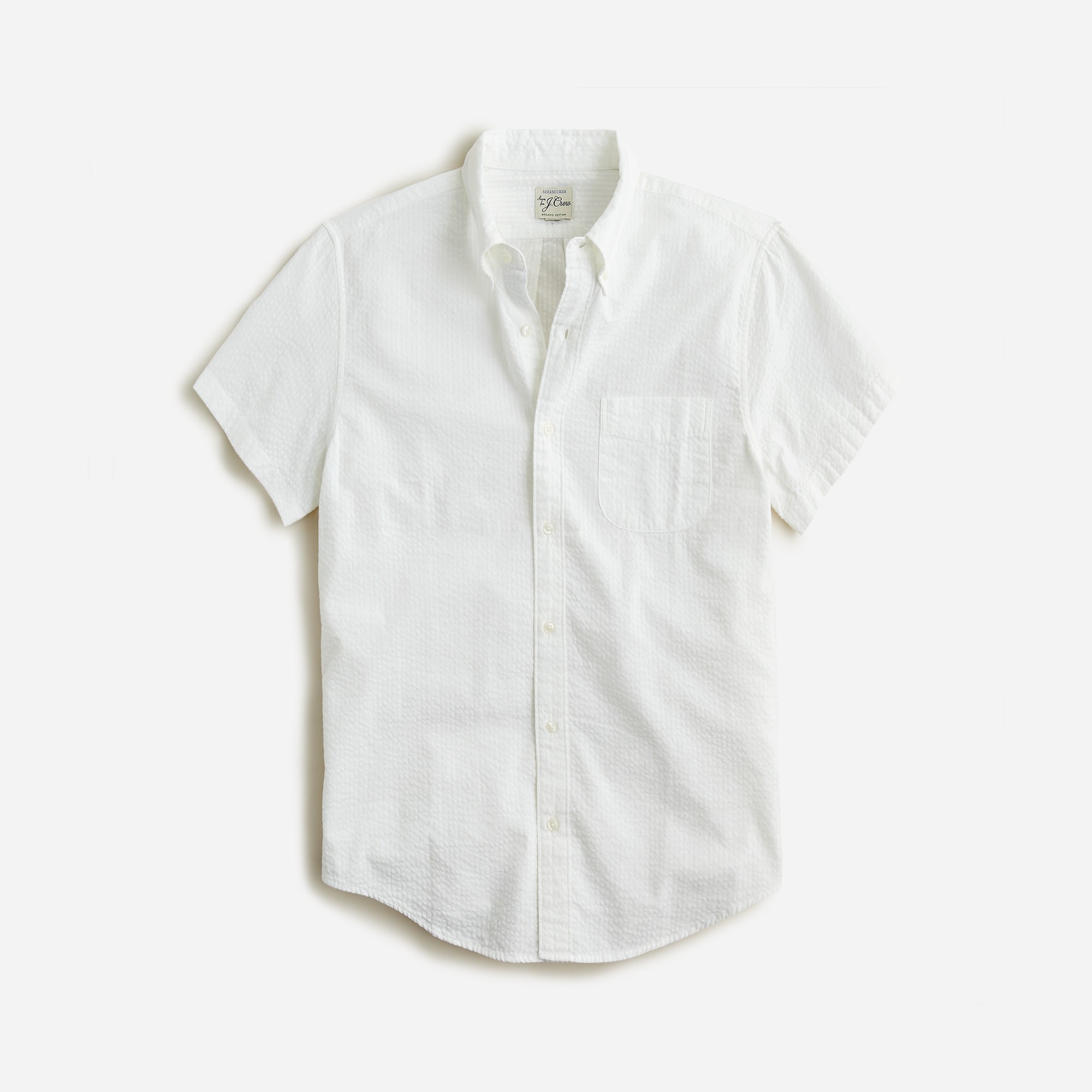  Slim short-sleeve yarn-dyed seersucker shirt