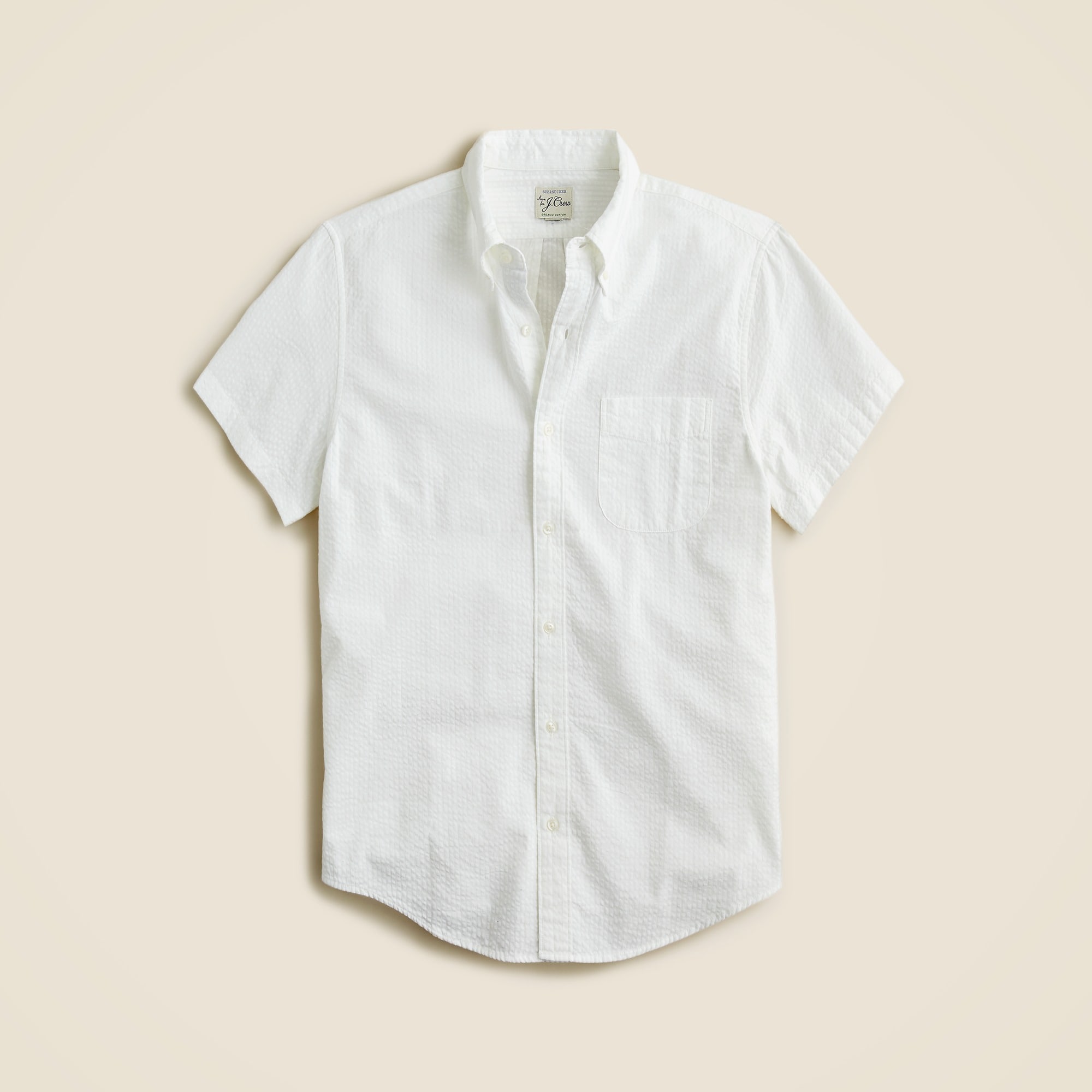 mens Tall short-sleeve yarn-dyed seersucker shirt