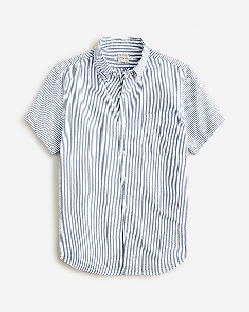 mens Short-sleeve yarn-dyed seersucker shirt