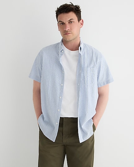 j.crew: short-sleeve yarn-dyed seersucker shirt for men